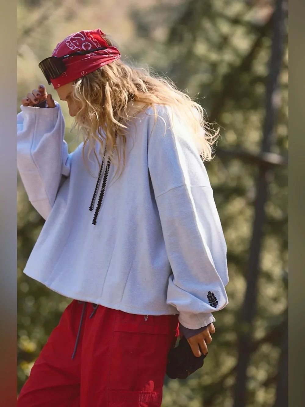 NWT Free People FP Movement End Game Hoodie - white Heather grey combo - small